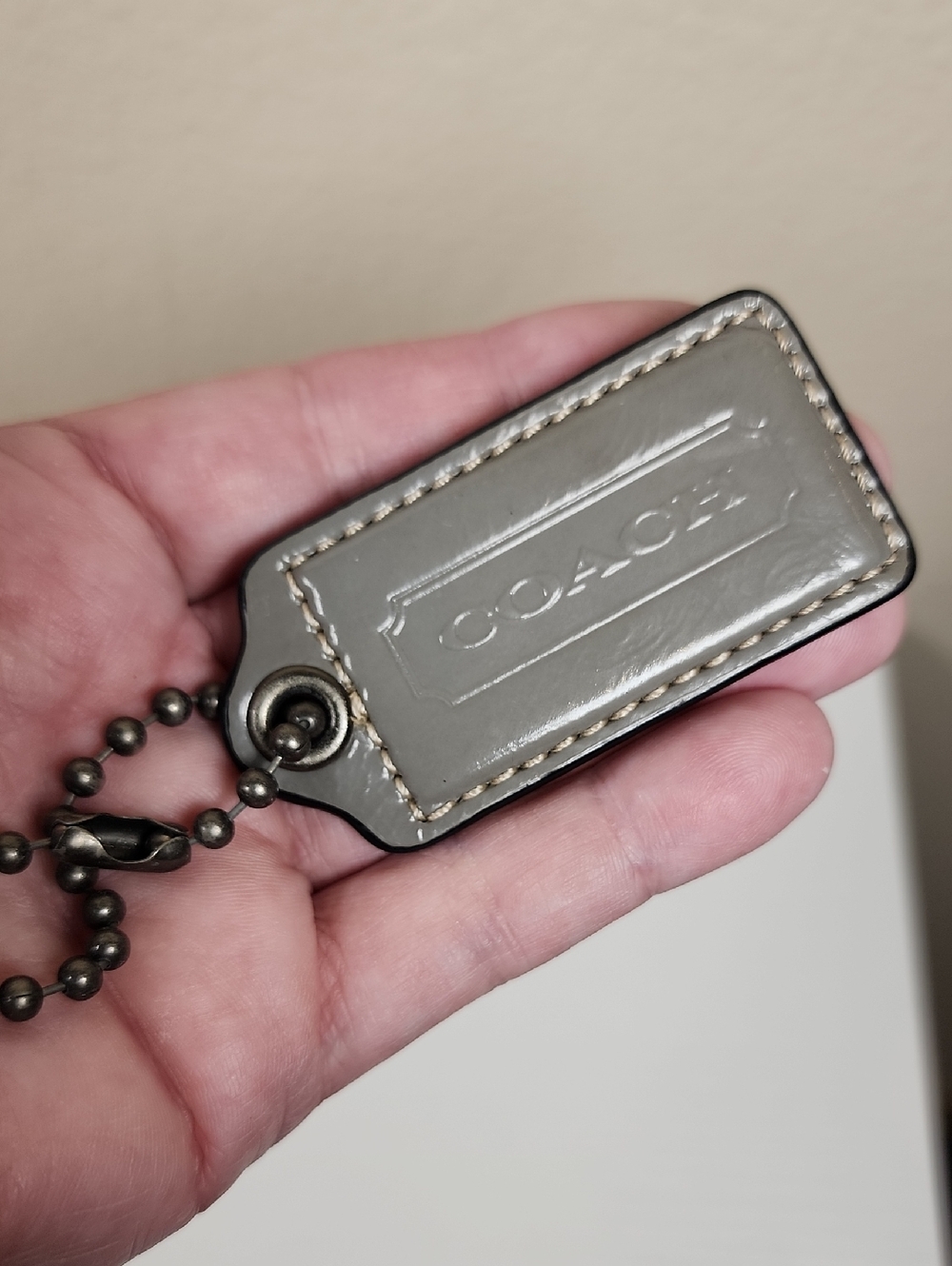 Coach Y2K Gray Patent Leather Hangtag